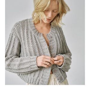 Ozma of California LOUISE CARDIGAN, ECO-SOFT ALPACA COTTON, HEATHER GREY